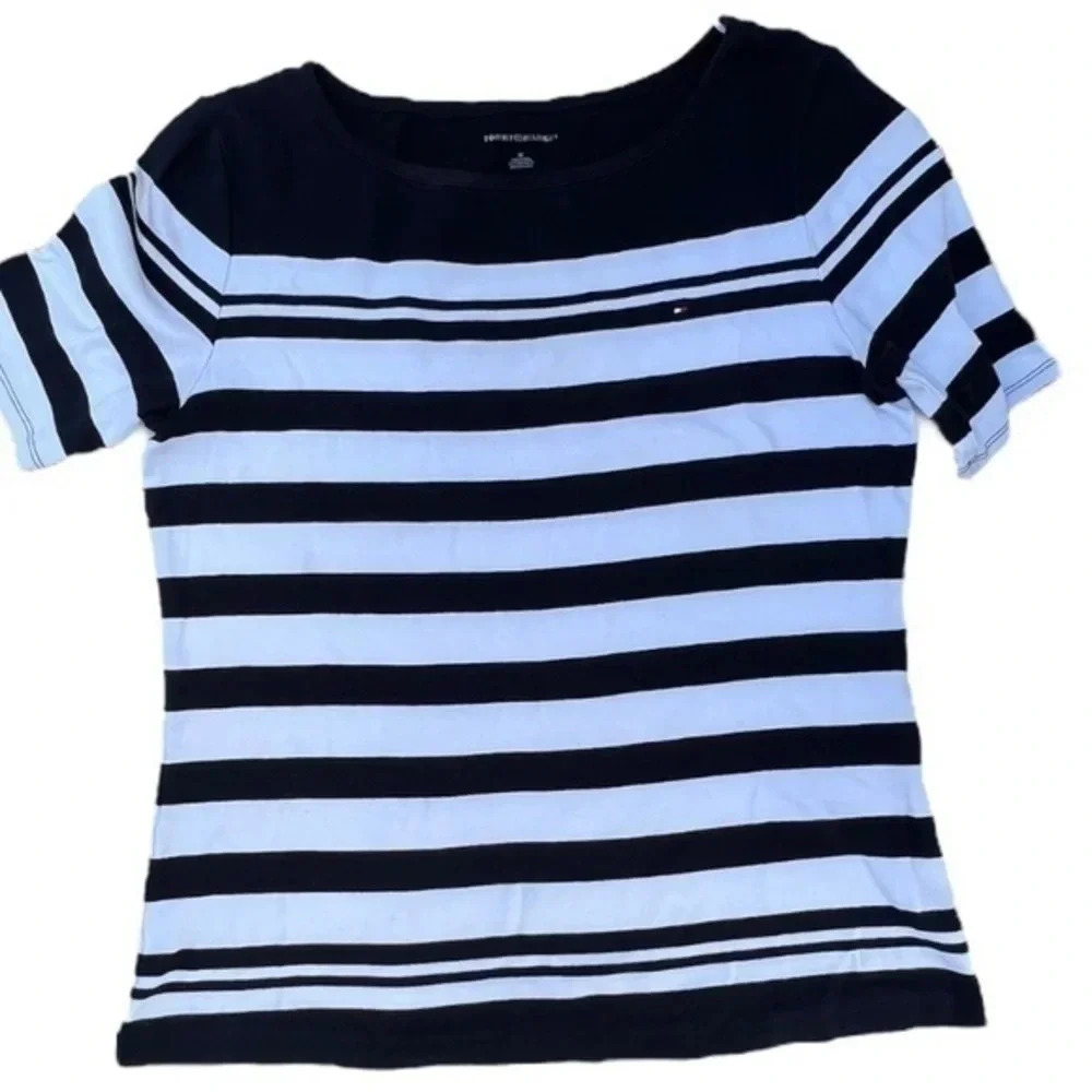 Tommy Hilfiger Womens Size M Short Sleeve Striped‎ Cotton T-Shirt​​